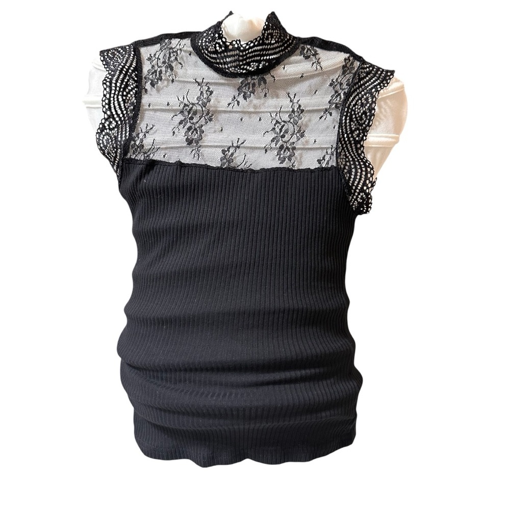 SHEIN Black Lace Detail Blouse